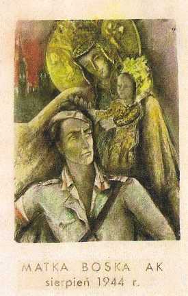 Matka Boska A. K. - obraz Ireny Pokrzywnickiej namalowany kredkami w sierpniu 1944 r.