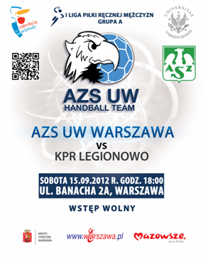 Plakat meczu AZS UW Warszawa- KPR Legioniowo