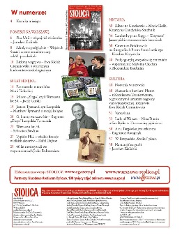 Miesięcznik Stolica, spis treści, numer z listopadowy z 2013 r.