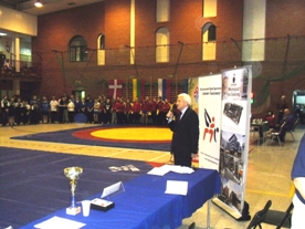 Zawody otwiera Wacław Kowalski - Zastępca Burmistrza Dzielnicy Targówek.