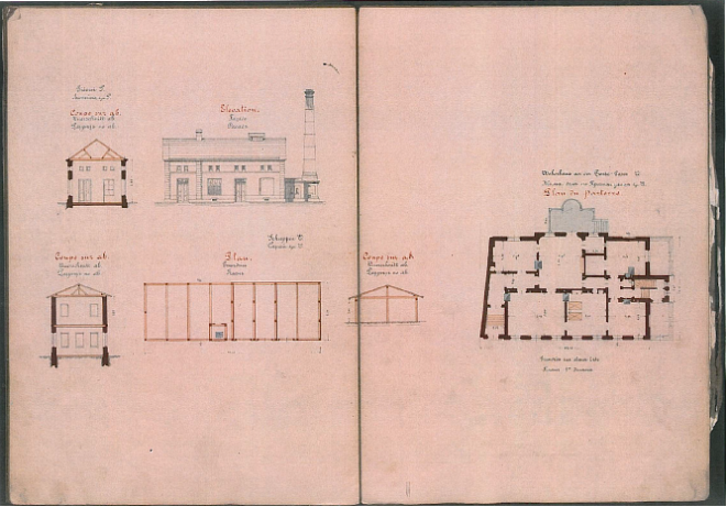 Ffragment pomiaru budowli Norblina z 1891 roku „Plan de la Fabrique Norblin et cia Varsovie